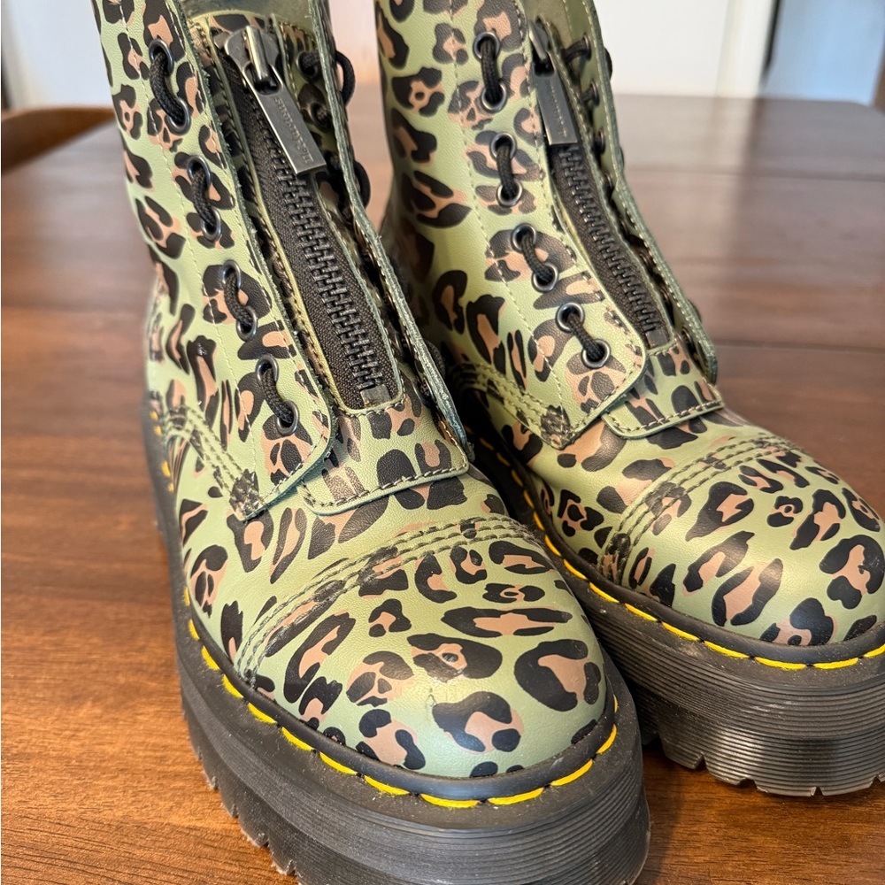 Leopard Print Combat Boots